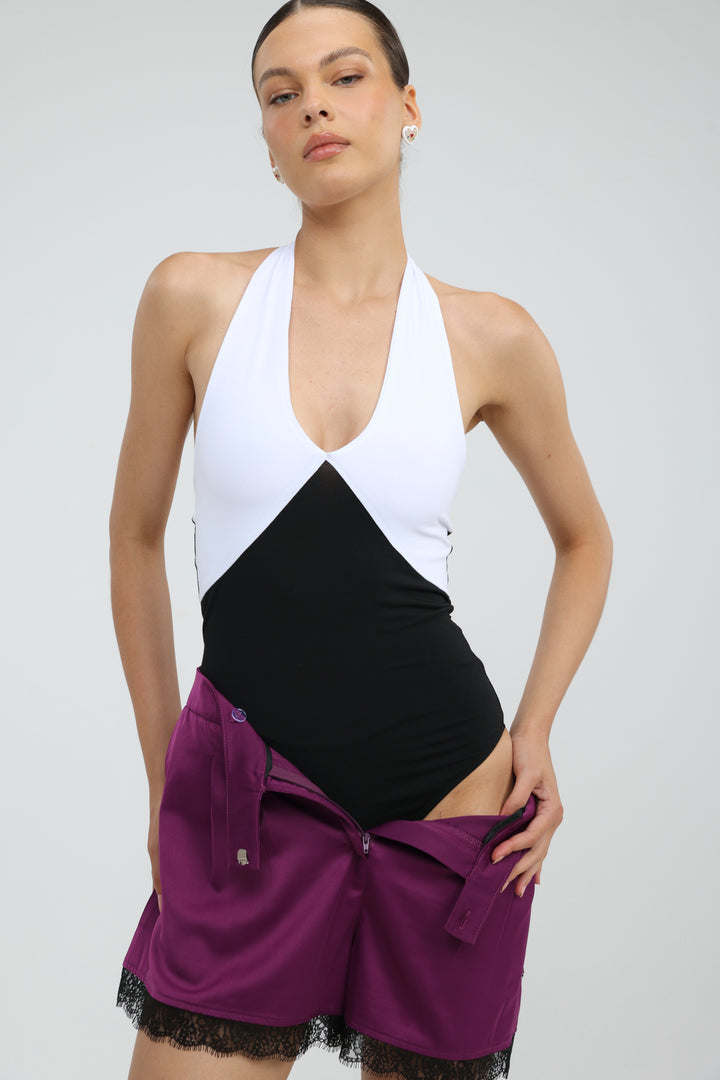 Note Mixed Black/White Bodysuit