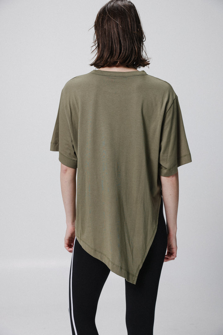 Asymmetrical Olive Green T-Shirt