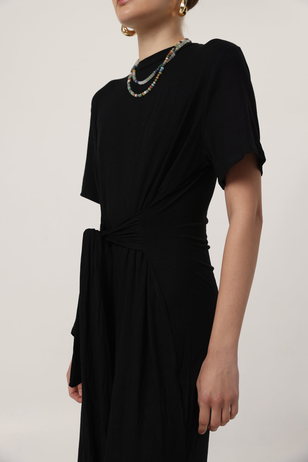 Tie Front Black Dress