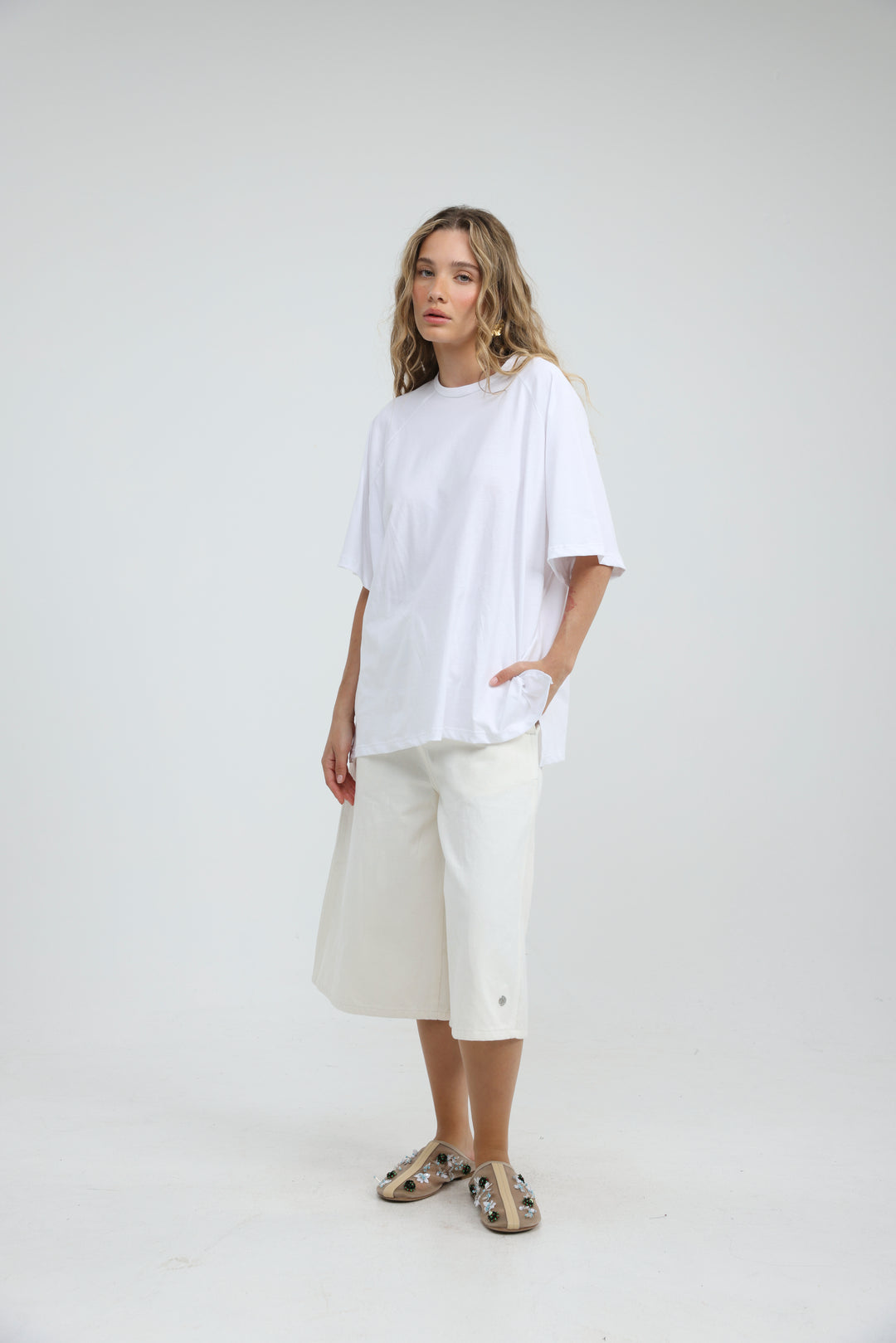 Oversized White Raglan T-Shirt