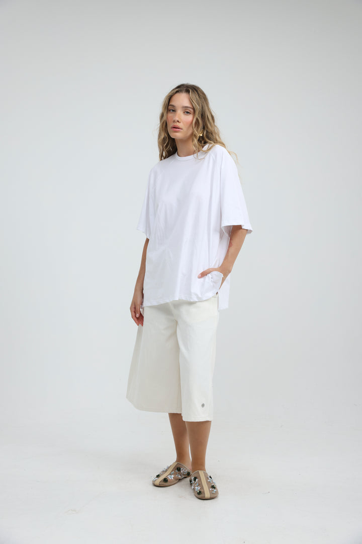 Oversized White Raglan T-Shirt