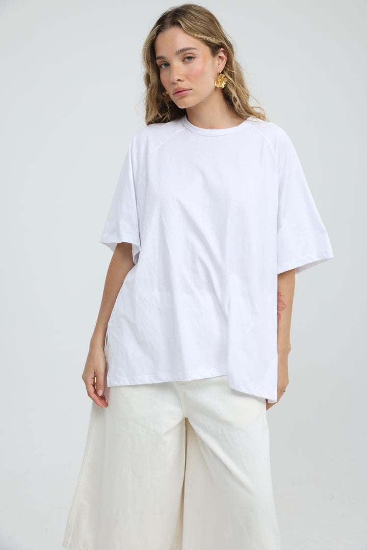 Oversized White Raglan T-Shirt