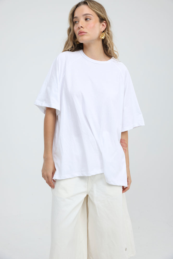 Oversized White Raglan T-Shirt