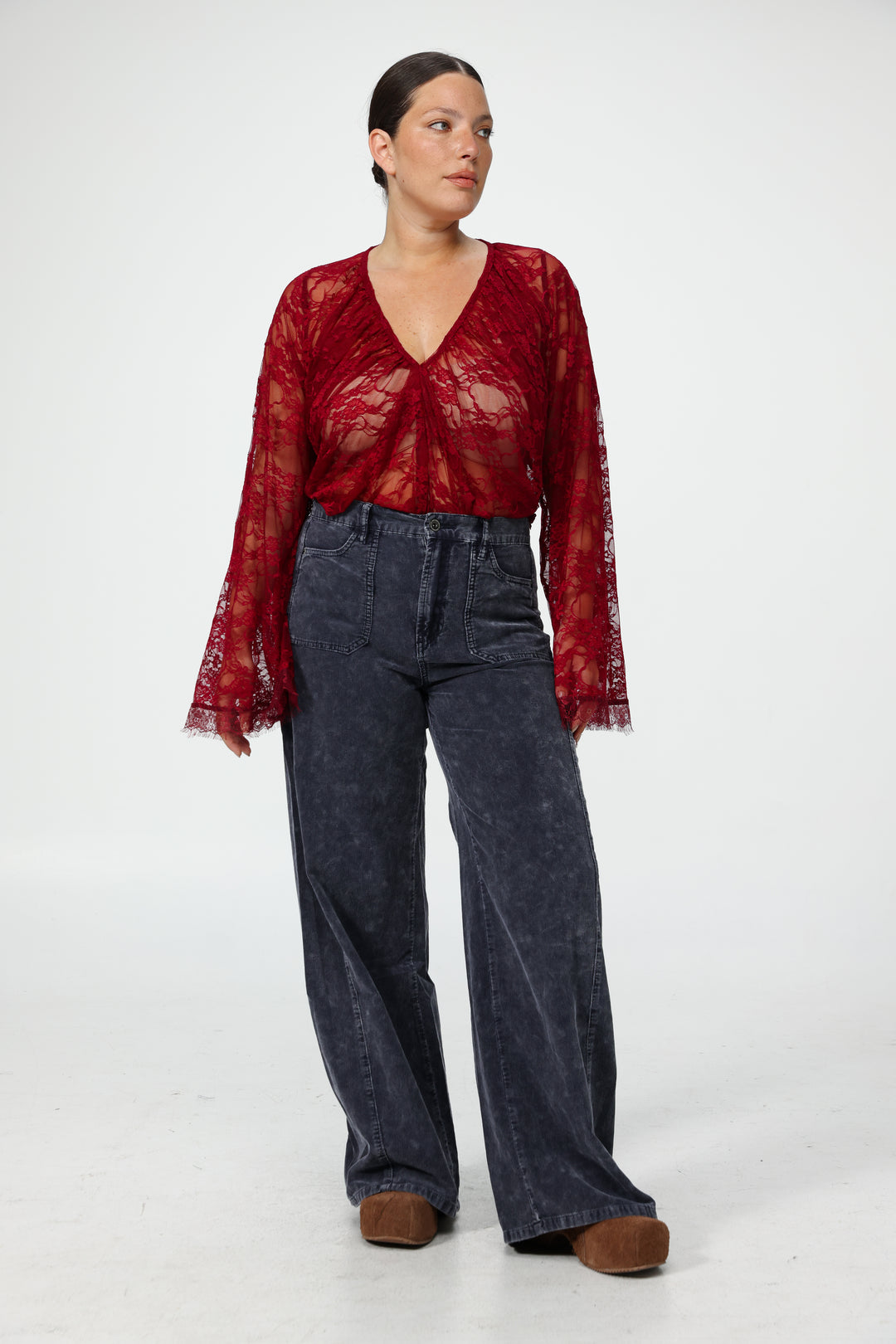 Lace Draped Black Blouse