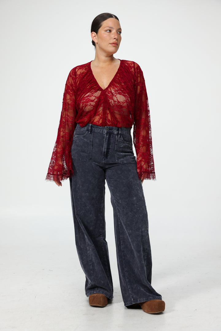 Lace Draped Black Blouse
