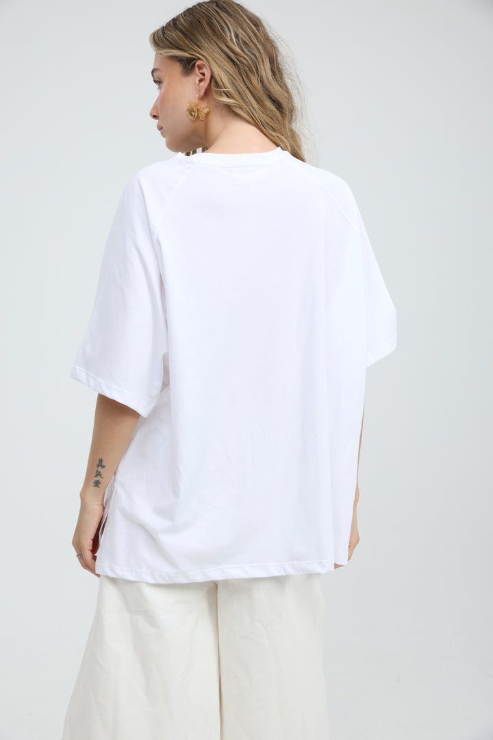 Oversized White Raglan T-Shirt