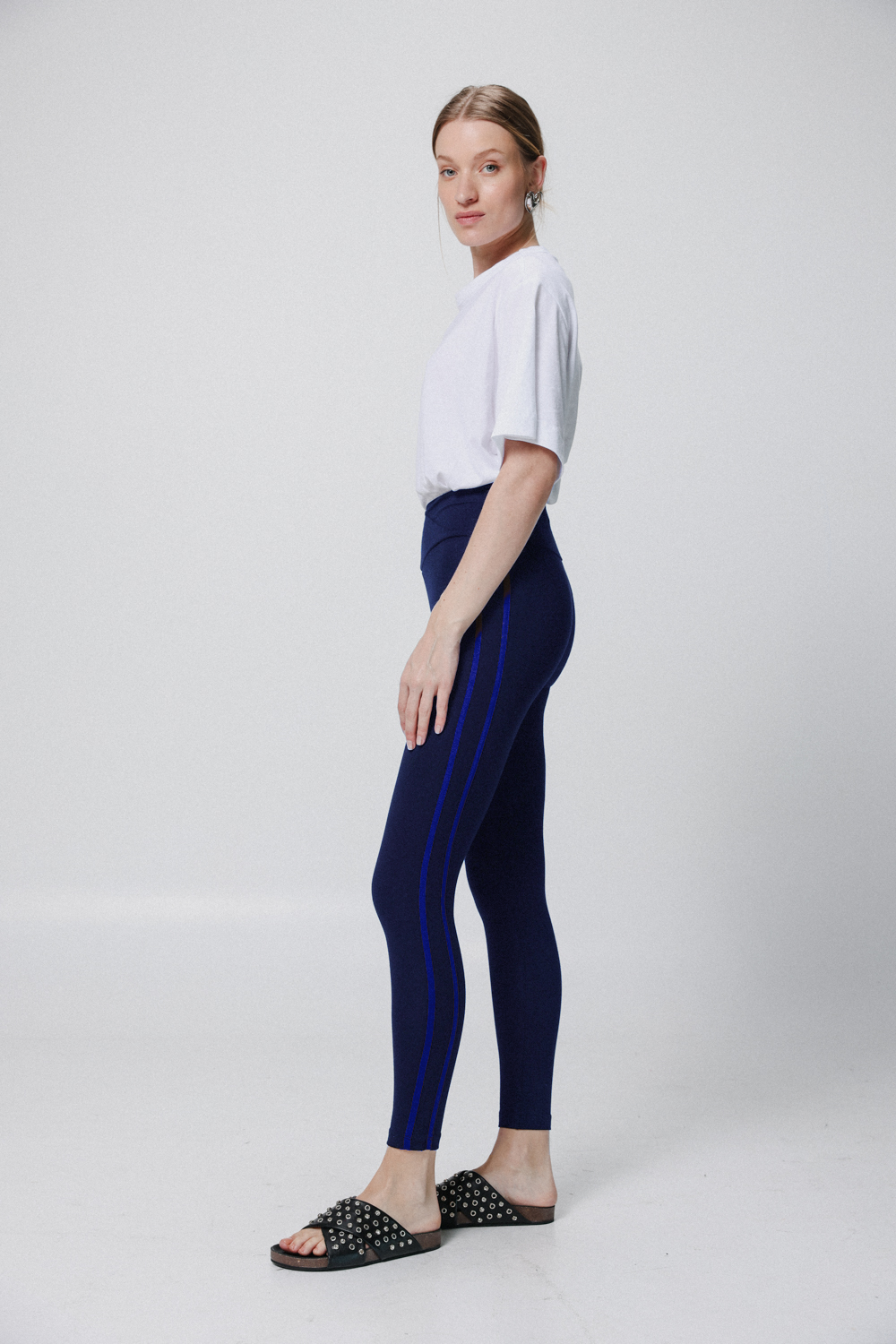 Dani Navy Striped Leggings