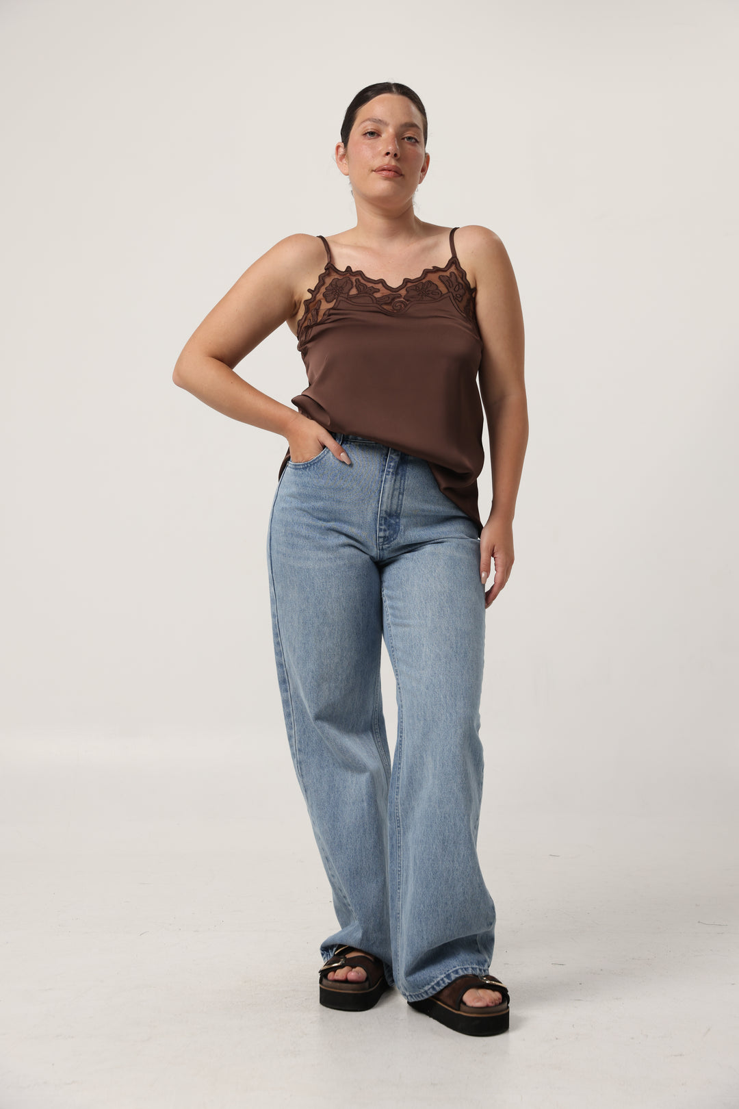 Lace Chocolate Tank