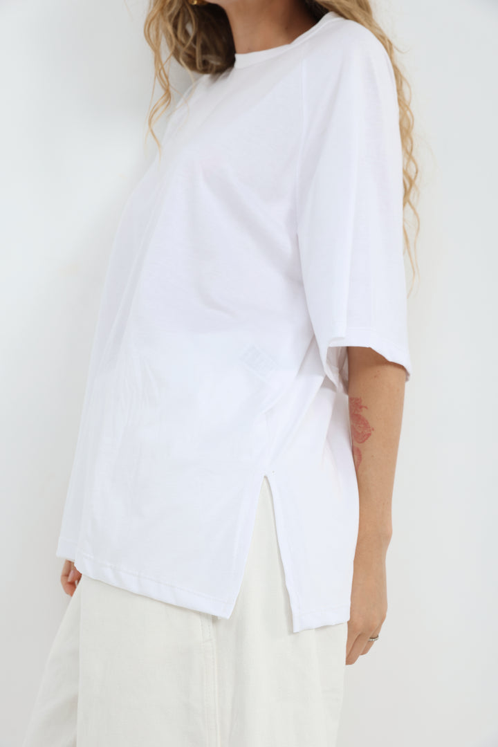 Oversized White Raglan T-Shirt