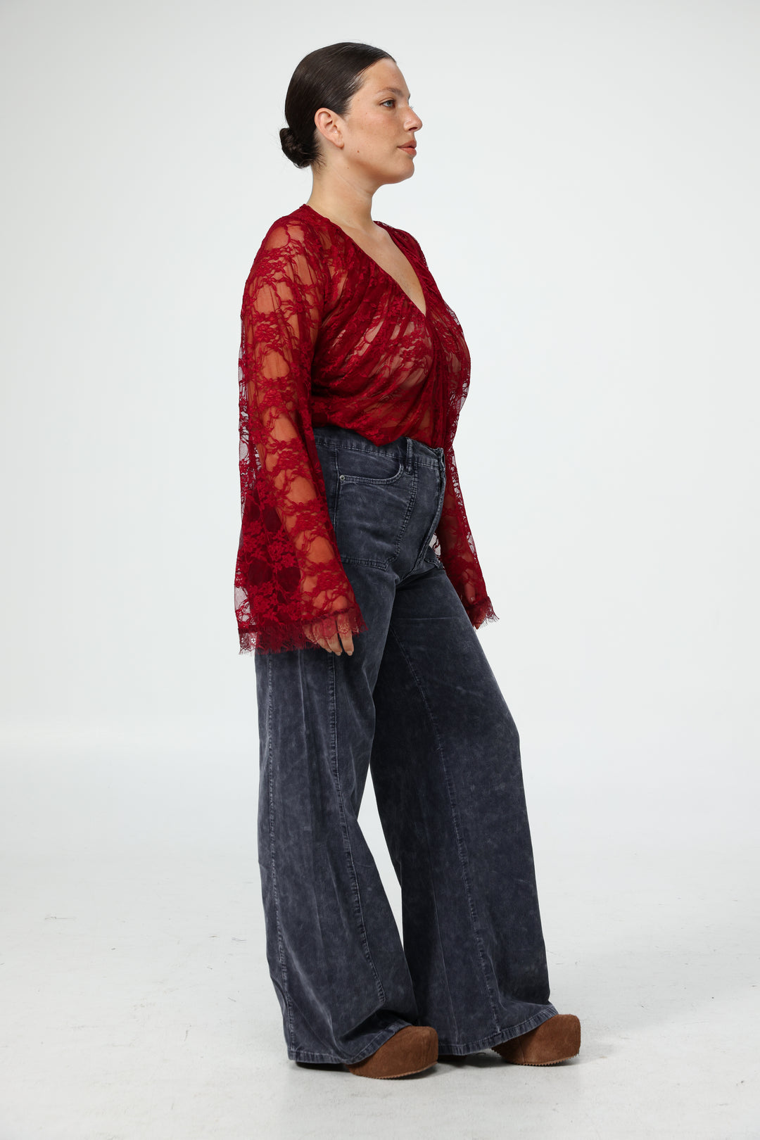 Lace Draped Black Blouse