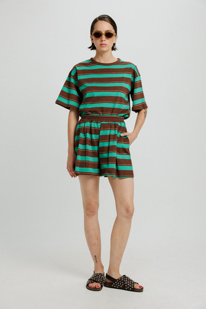 Rock Brown&Green Stripes Shorts