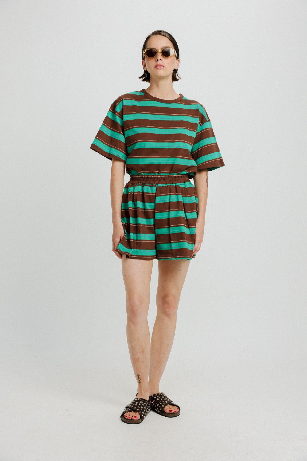 Rock Brown&Green Stripes Shorts