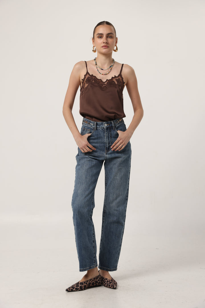 Lace Chocolate Tank