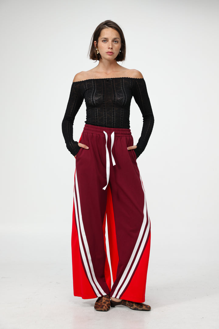 Too Cool Red Mixed Joggers