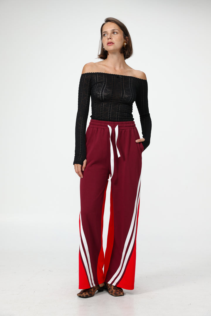 Too Cool Red Mixed Joggers