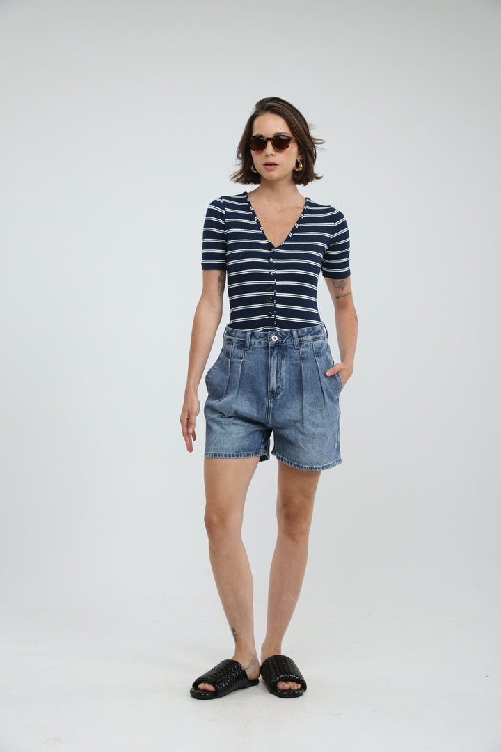 Rosewood Navy Striped Bodysuit