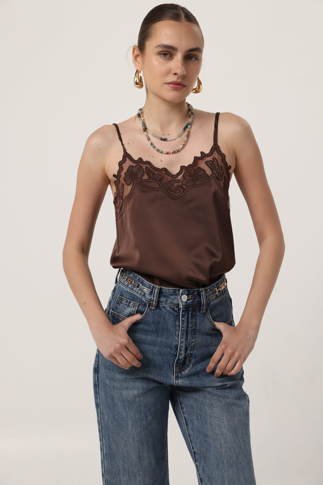 Lace Chocolate Tank