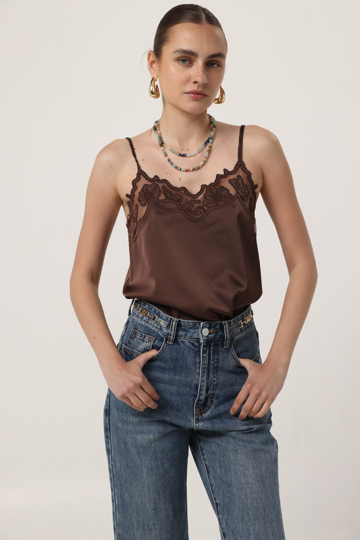 Lace Chocolate Tank