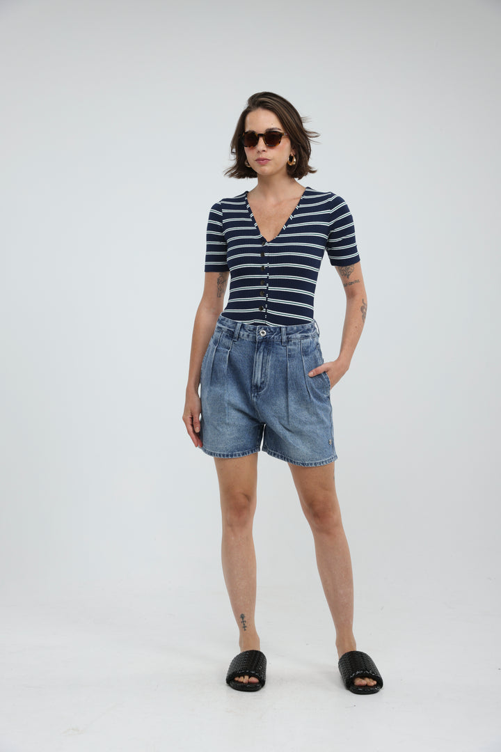 Rosewood Navy Striped Bodysuit