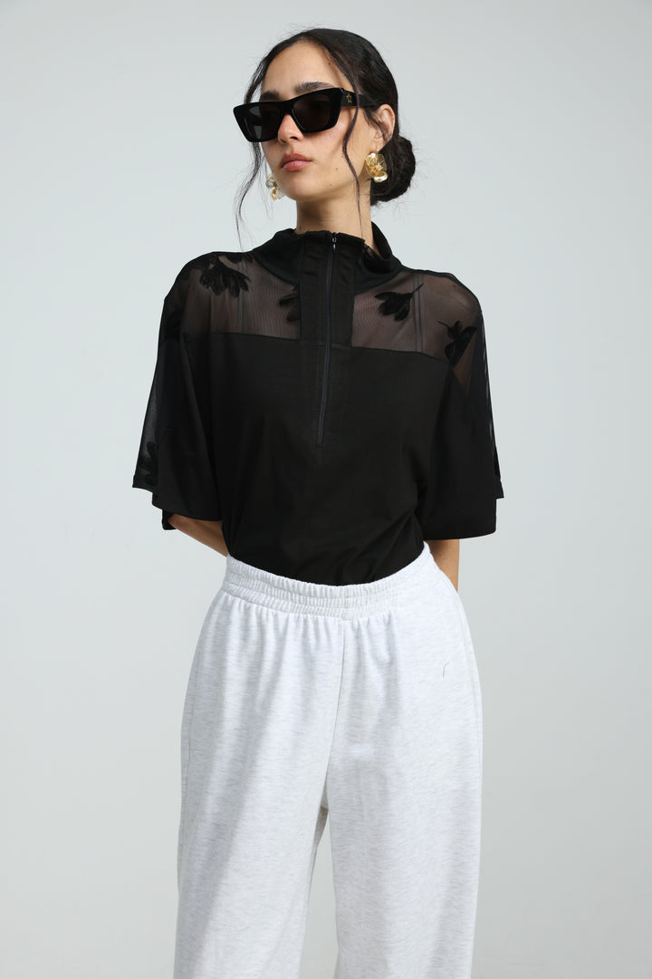 Adamon Black Mesh/Velvet Polo