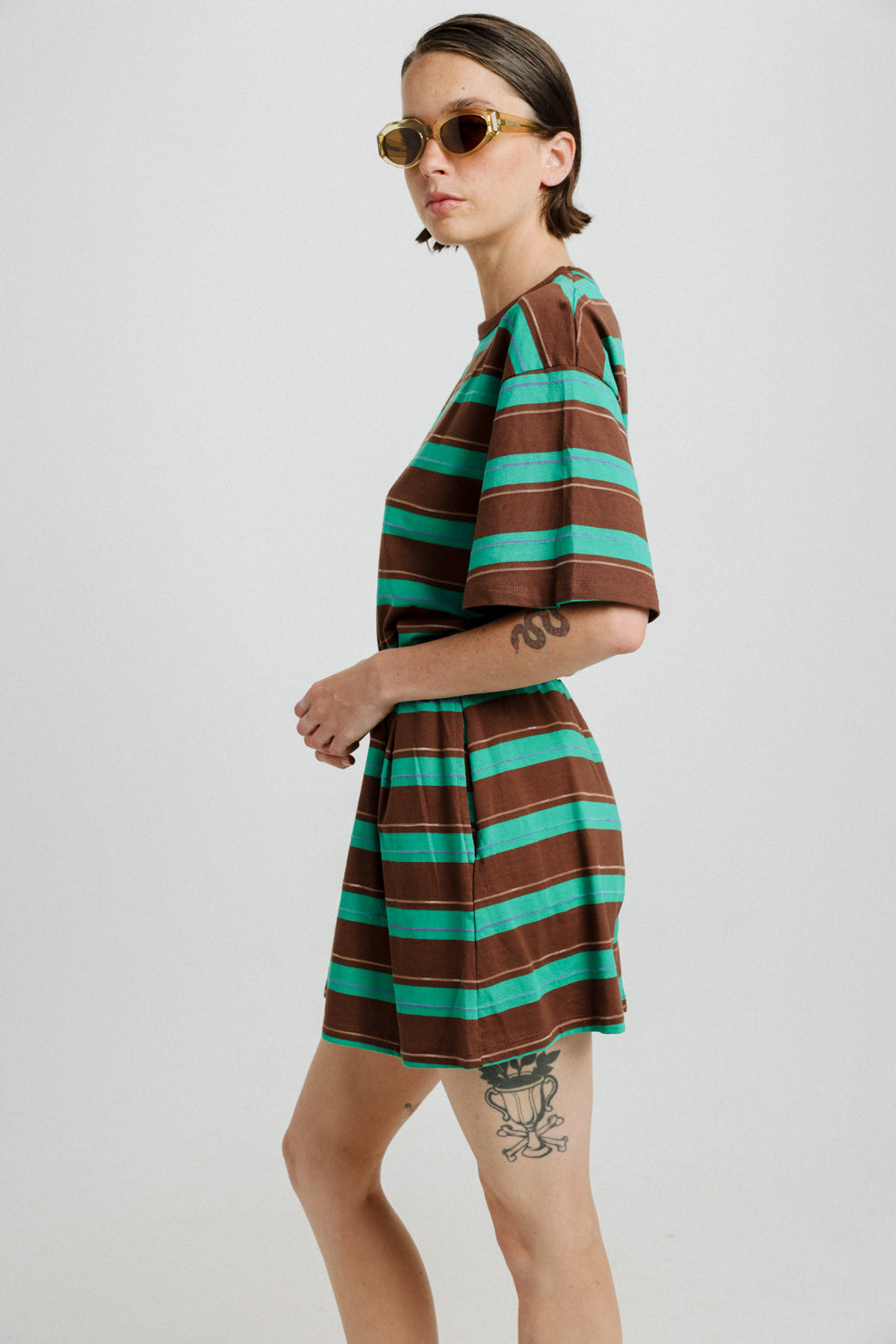 Rock Brown&Green Stripes Shorts