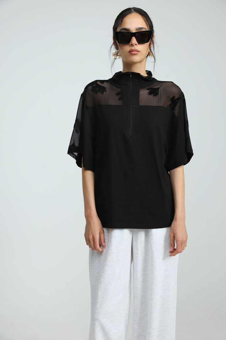 Adamon Black Mesh/Velvet Polo