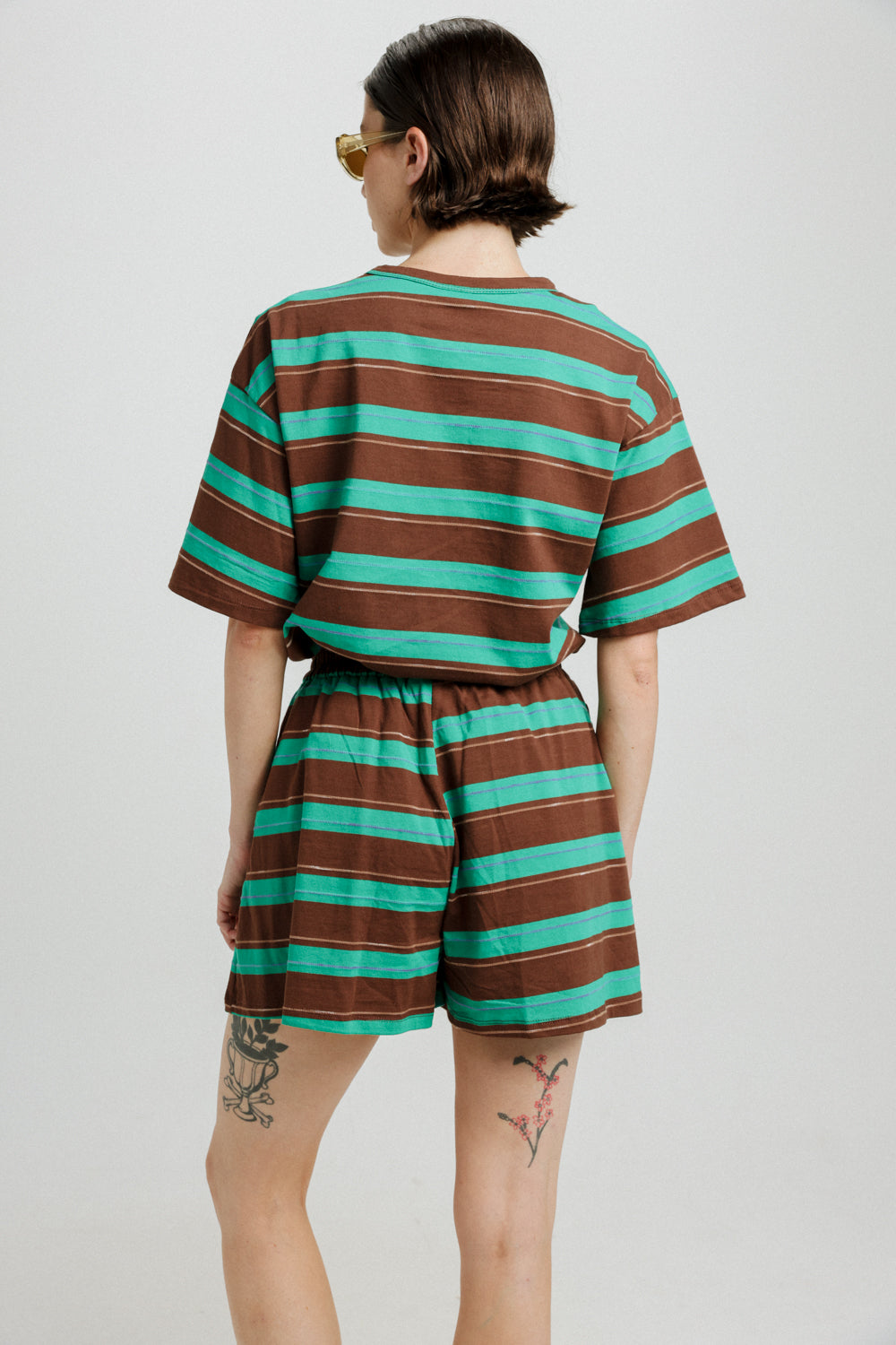 Rock Brown&Green Stripes Shorts