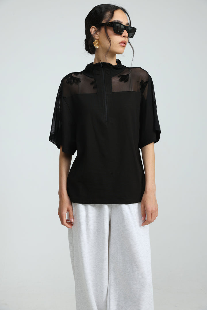 Adamon Black Mesh/Velvet Polo