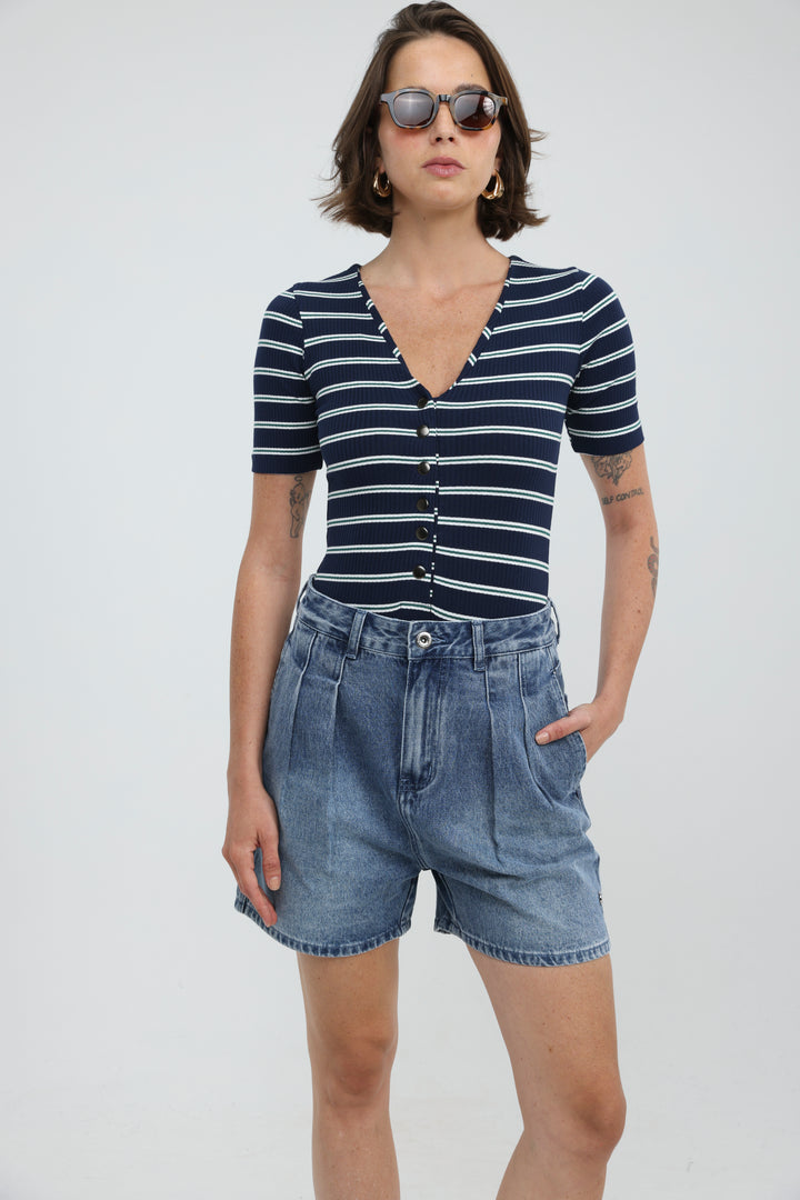 Rosewood Navy Striped Bodysuit