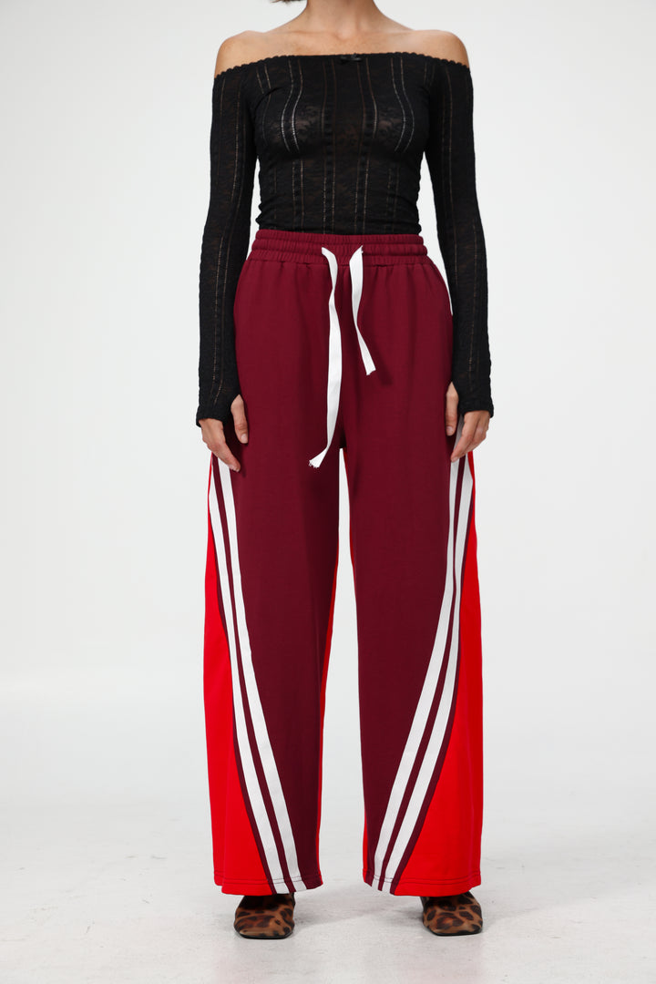 Too Cool Red Mixed Joggers