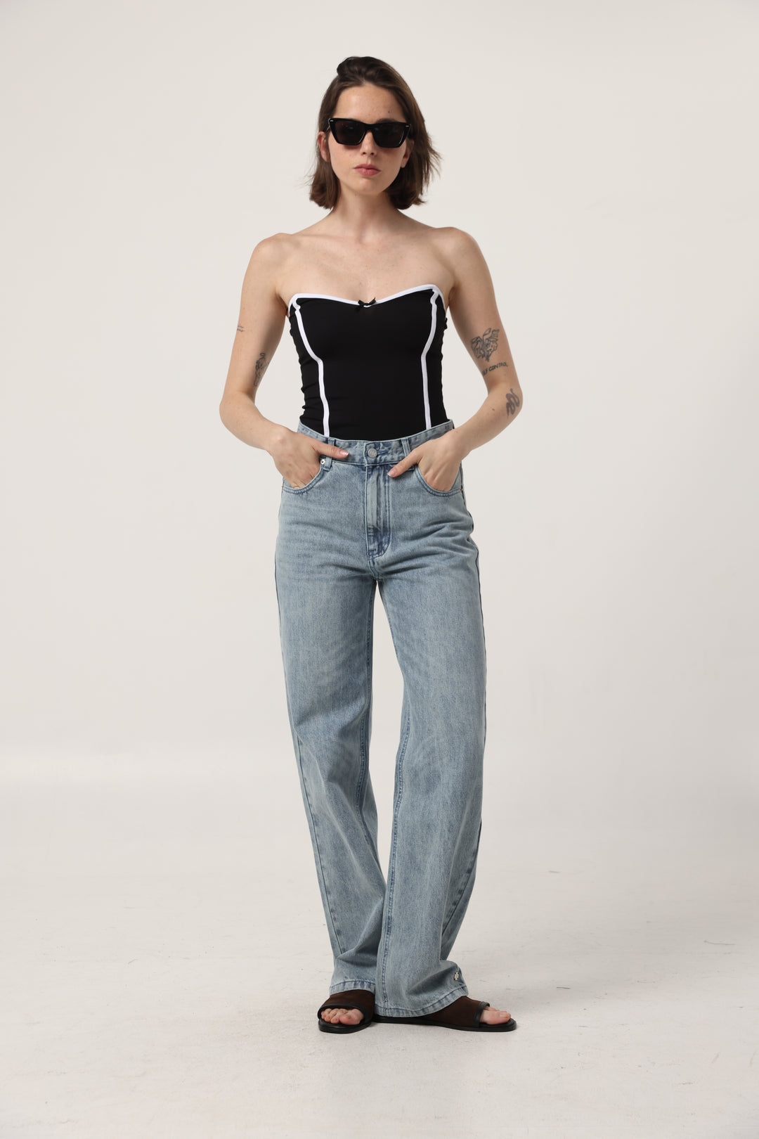 Touch Black&White Strapless Top