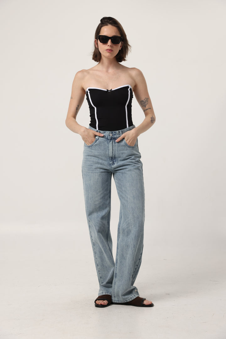 Touch Black&White Strapless Top