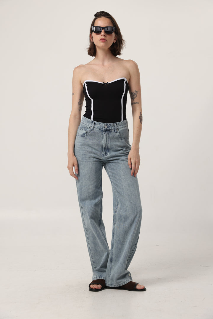 Touch Black&White Strapless Top
