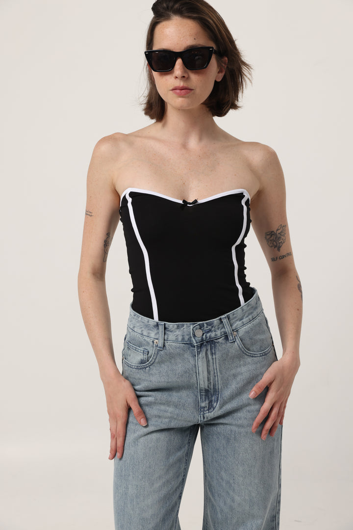Touch Black&White Strapless Top