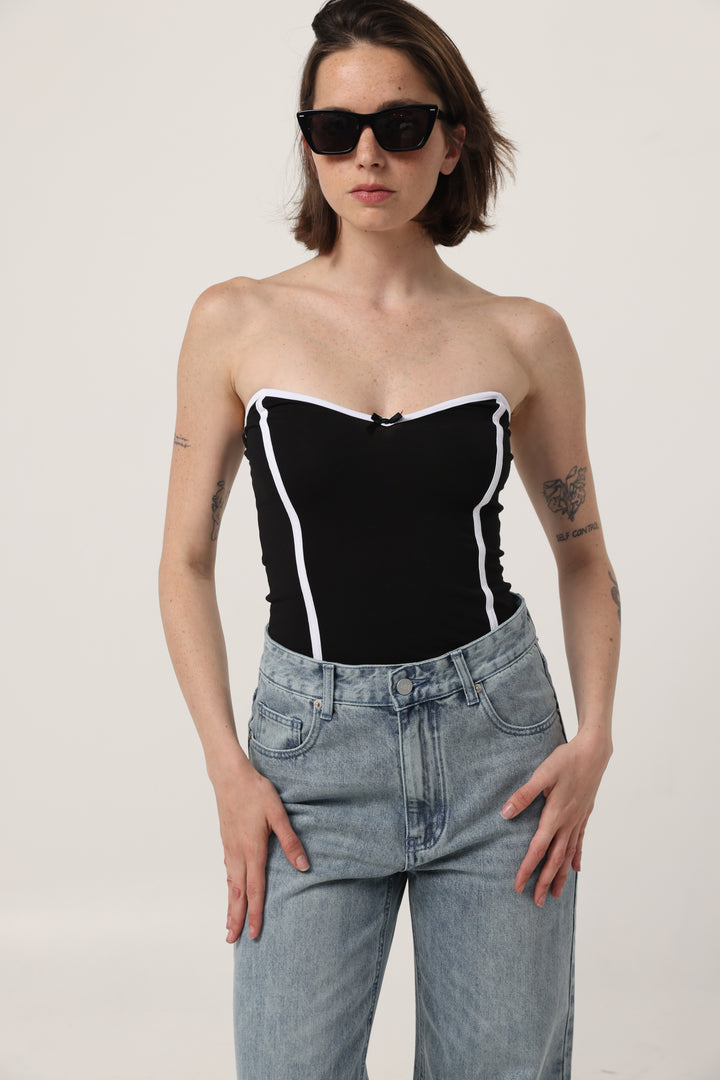 Touch Black&White Strapless Top