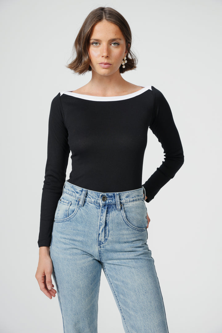 Still Black Off Shoulder Shirt