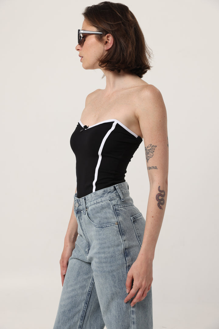 Touch Black&White Strapless Top