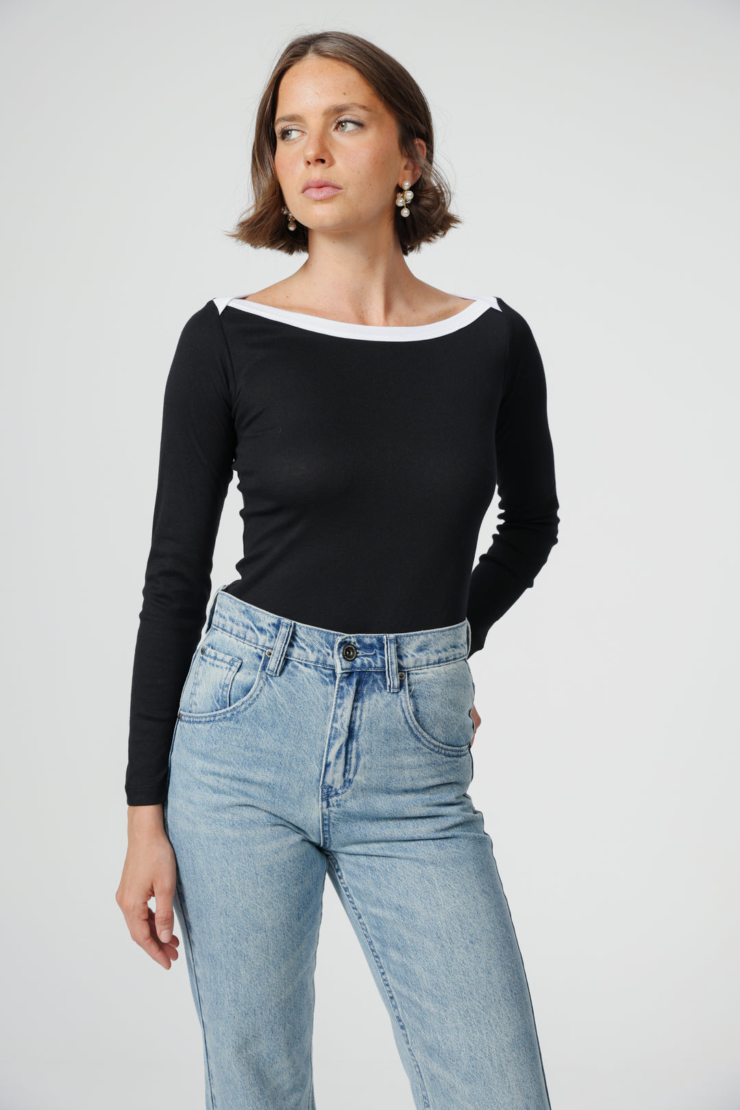 Still Black Off Shoulder Shirt
