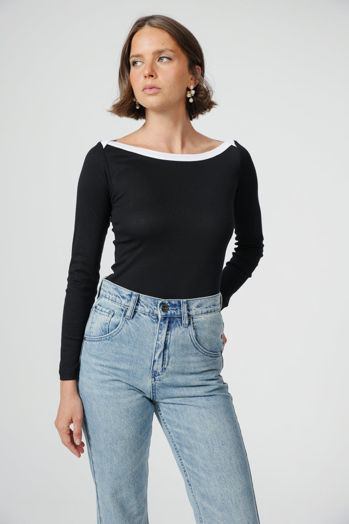 Still Black Off Shoulder Shirt