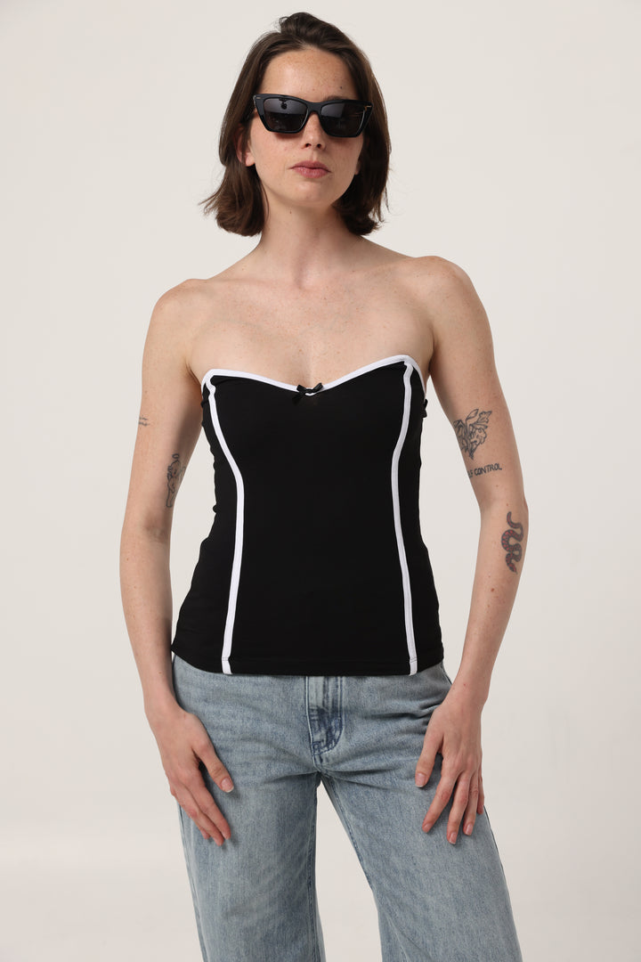 Touch Black&White Strapless Top