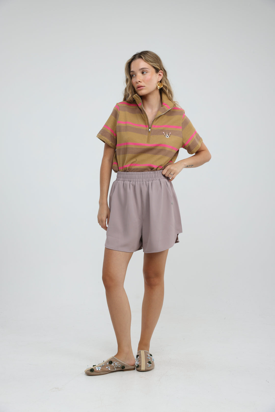 Wildflower Brown Striped Polo