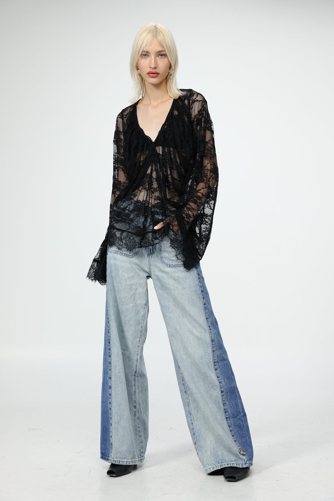 Lace Draped Black Blouse