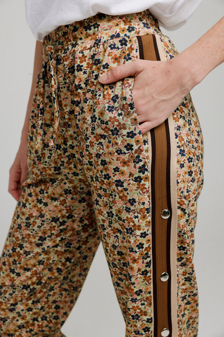 Popper Floral Striped Joggers