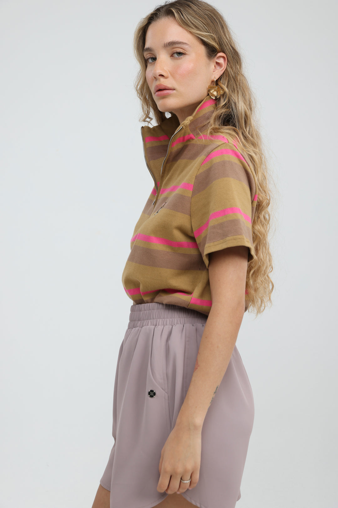 Wildflower Brown Striped Polo