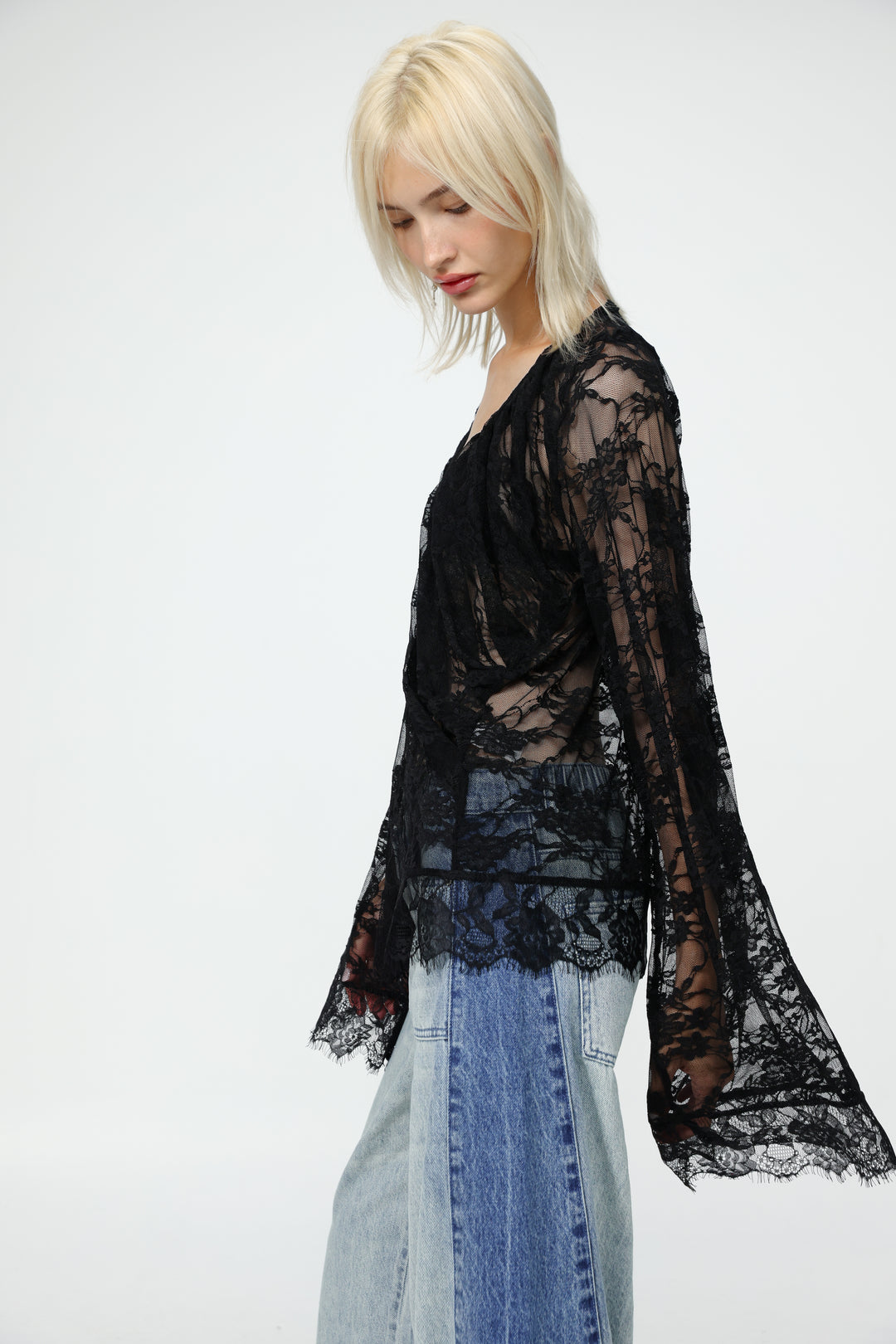 Lace Draped Black Blouse