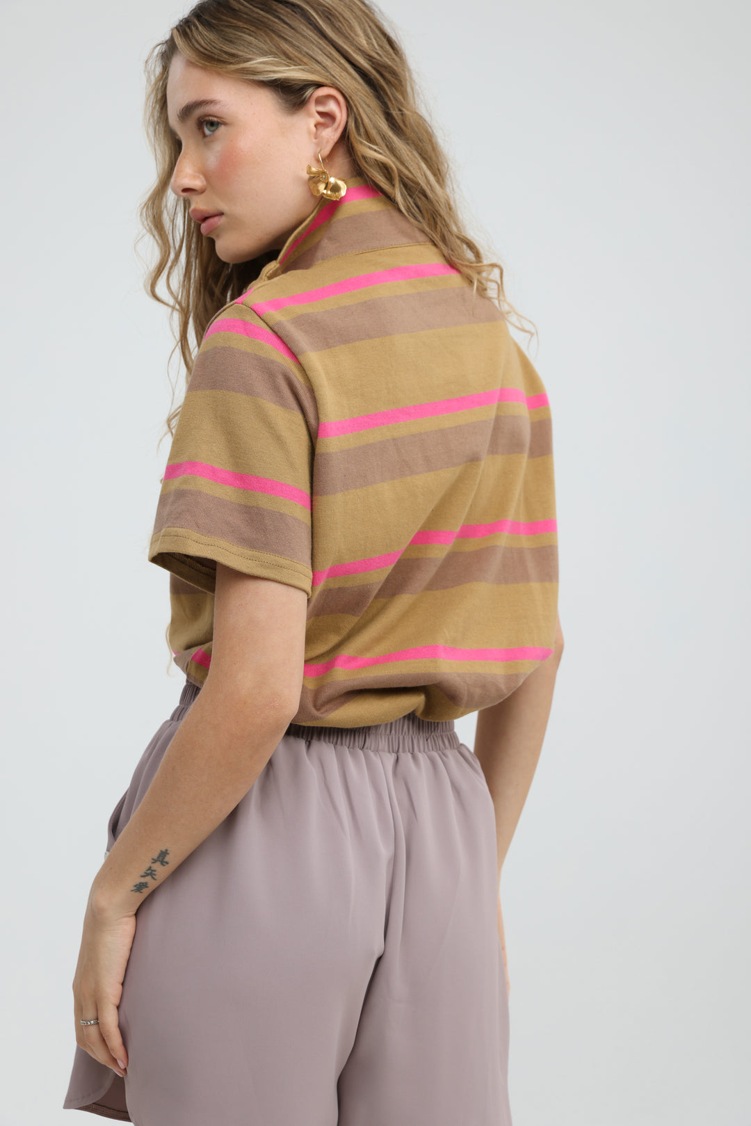 Wildflower Brown Striped Polo
