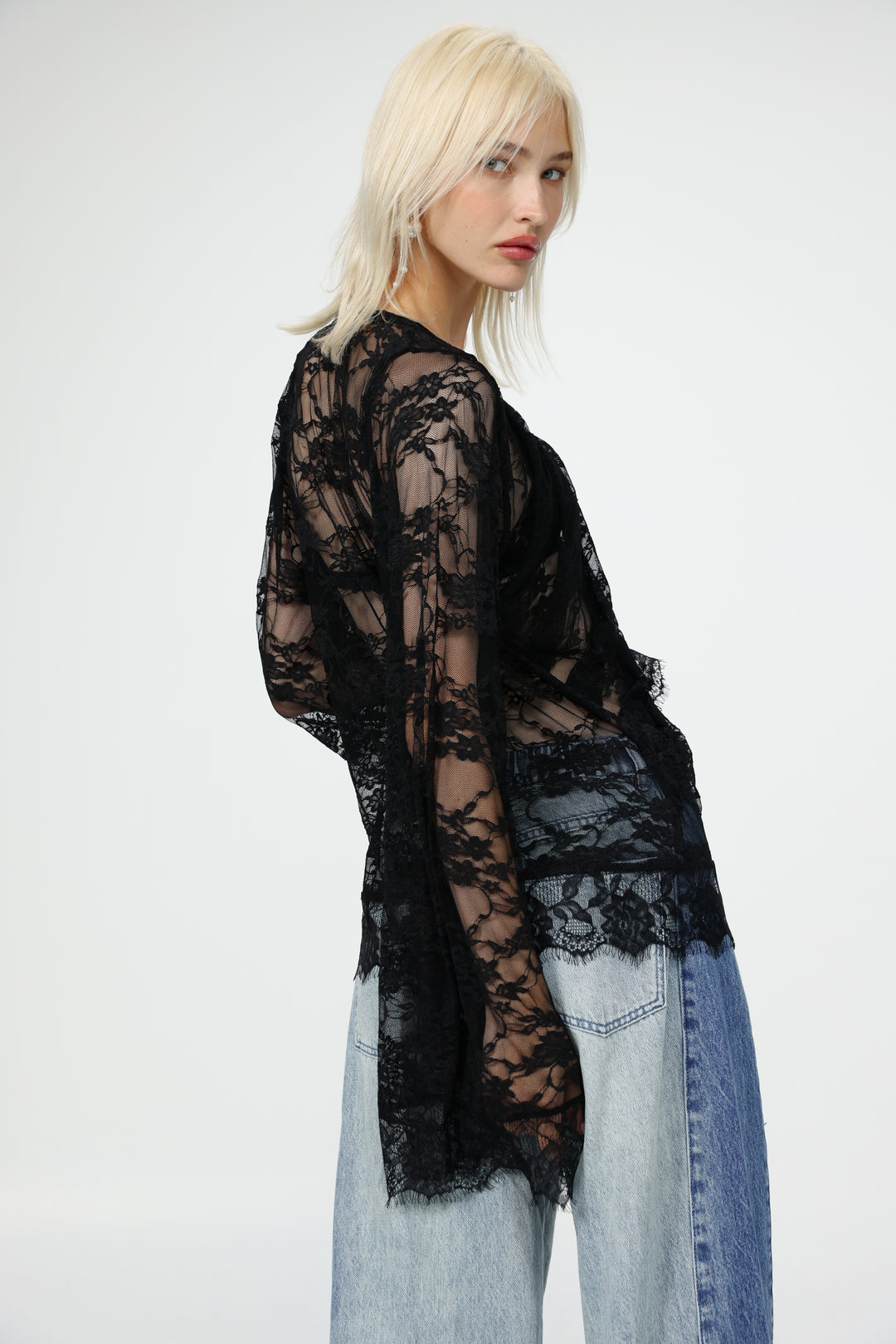 Lace Draped Black Blouse