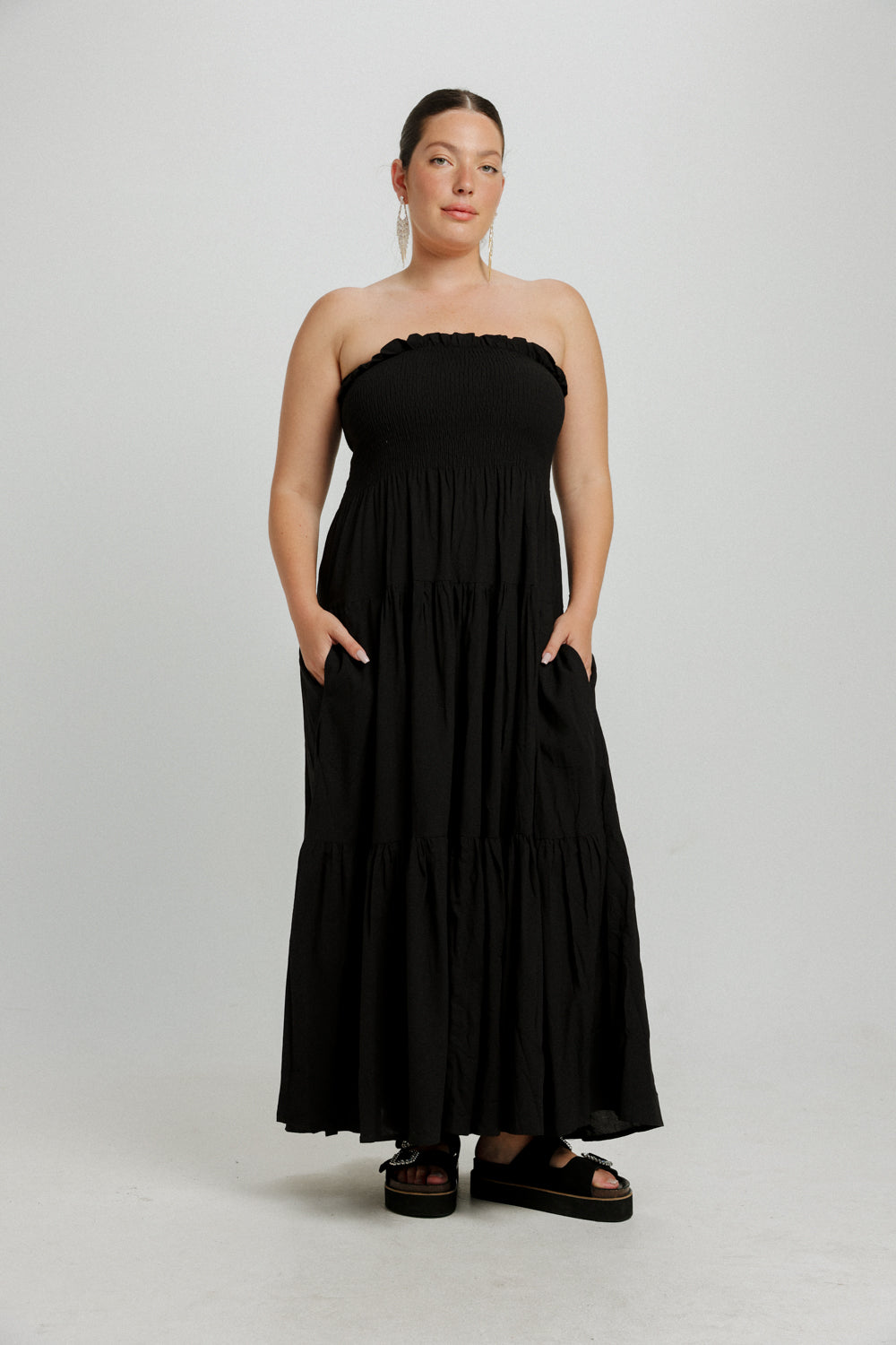 Centara Black Strapless Dress