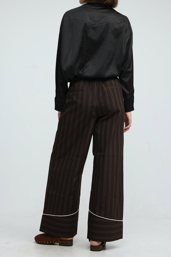 Piped Brown Striped Bottoms