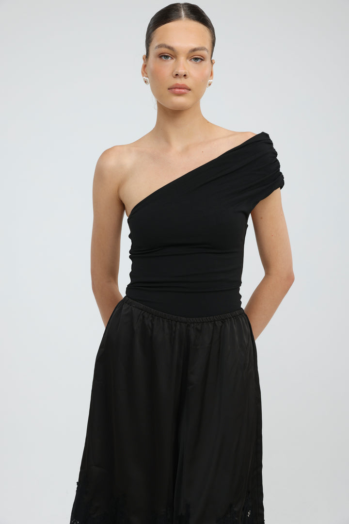 Everglow Black One Shoulder Top